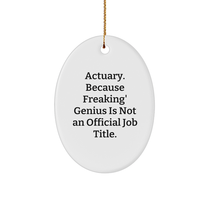 Actuary Gifts, Funny Quote Oval Ornament, Gifts from Men to Actuary Friends for Christmas Unique Gifts, Durable MDF Material - Image 1