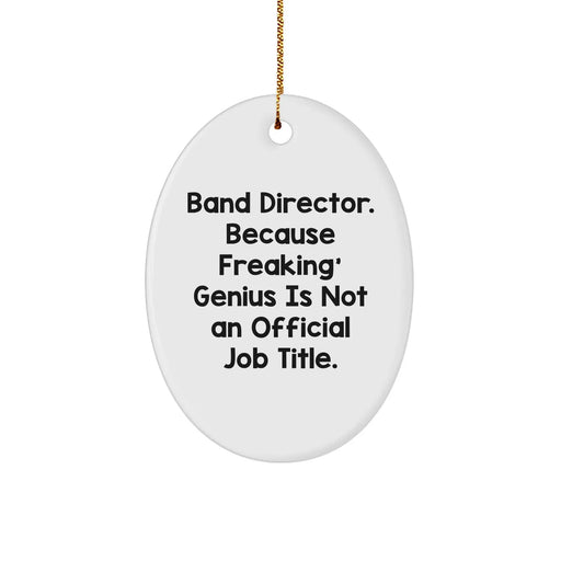 Funny Band Director Oval Ornament Gifts from Men to Friends, 'Band Director. Because Freaking' genius Is Not An Official Job Title.' for Christmas - Image 1
