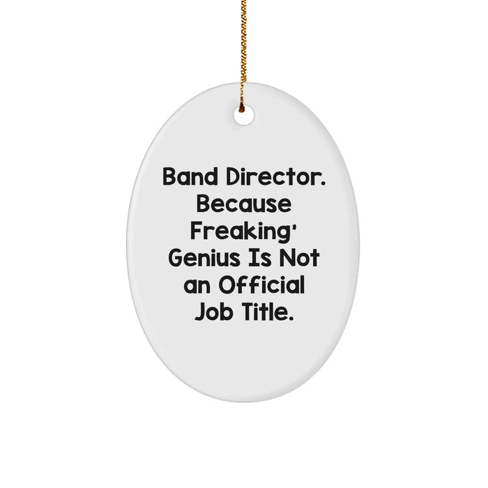 Funny Band Director Oval Ornament Gifts from Men to Friends, 'Band Director. Because Freaking' genius Is Not An Official Job Title.' for Christmas - Image 1
