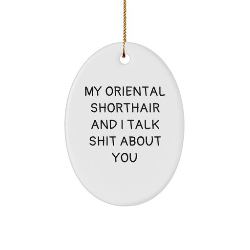 Oriental Shorthair Cat Lovers Funny Christmas Unique Gifts from Friends to Family Oval Ornament - Image 1