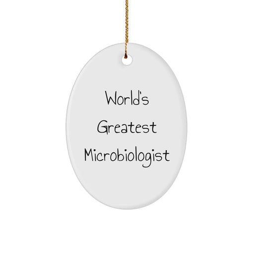 Funny Microbiologist Gifts from Friends - 'World's Greatest Microbiologist' Oval Ornament for Christmas - Image 1