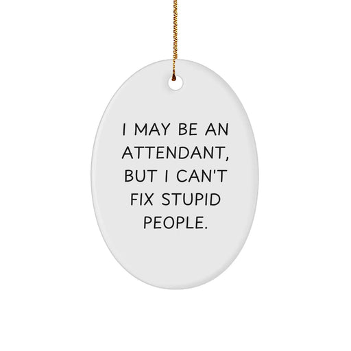 Funny Attendant Gifts from Men - Oval Ornament for Christmas, I May Be An Attendant, But I Can't Fix Stupid People., Gifts for Attendants - Image 1