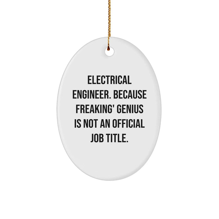 Electrical Engineer Gifts from Friends - Oval Ornament, Funny Quote - 'Freaking' genius Is Not An Official Job Title., Gifts for Electrical Engineer Men, Christmas Unique Gifts - Image 1