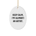 Funny Artist Gifts from Friends - Keep Calm, I'm (almost) An Artist. Oval Ornament for Christmas - Image 1