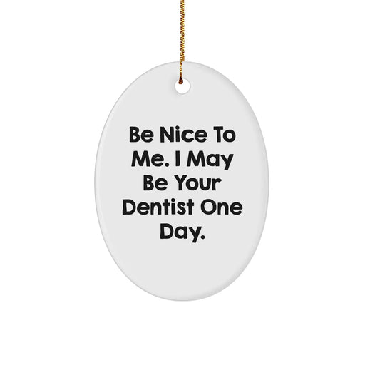 Funny Dentist Gifts from Friends - Oval Ornament 'Be Nice To Me' - Unique Christmas Unique Gifts for Dentists Men Women Family - Image 1