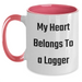 Funny Logger Gifts - My Heart Belongs To A Logger Two Tone Coffee Mug, Gifts from Men to Logger, Logger's Dad, Unique Father's Day Unique Gifts - Main