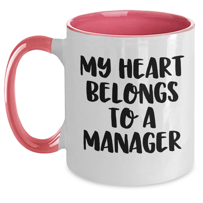 Funny Manager Gifts, My Heart Belongs To A Manager Two Tone Coffee Mugs, Graduation Unique Gifts from Coworkers, Gifts for Manager - Main