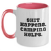 Funny Camping Gifts for Men - Shit Happens. Camping Helps. Two Tone Coffee Mug for Father's Day, Gifts from Family - Main
