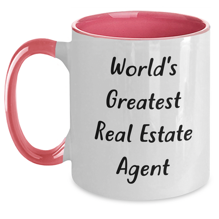World's Greatest Real Estate Agent Funny Quote Two Tone Coffee Mugs Gifts from Men to Real Estate Agent, Unique Father's Day Unique Gifts for Real Estate Agent - Main