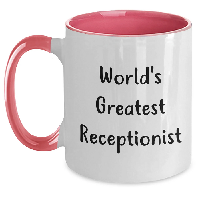 Funny World's Greatest Receptionist Two Tone Coffee Mugs, Gifts from Men, Gifts for Receptionist, Perfect for Father's Day - Main