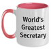 Funny World's Greatest Secretary Gifts from Family to Secretary Two Tone Coffee Mugs for Father's Day - Secretary Humor - Main