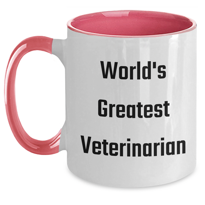 World's Greatest Veterinarian Funny Quote Two Tone Coffee Mug Gifts from Men to Veterinarian Friends, Unique Mother's Day Ideas - Main