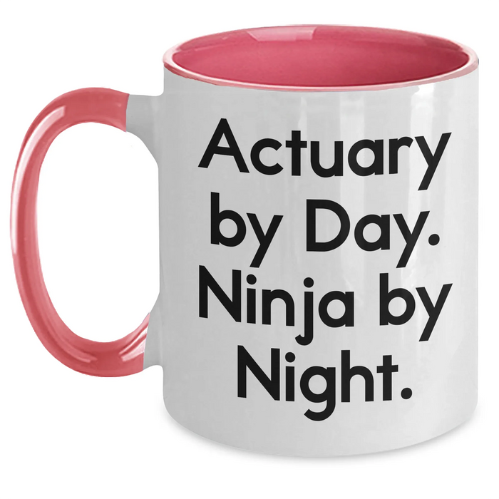 Funny Actuary Gifts from Men, Actuary By Day. Ninja By Night. Two Tone Coffee Mugs for Actuary, Father's Day Unique Gifts - Main