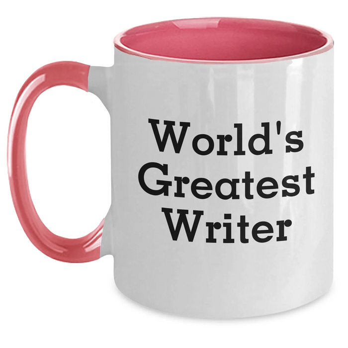 Funny Writer Gifts from Dad - 'World's Greatest Writer' Two Tone Coffee Mug for Him, Unique Father's Day Unique Gift for Men - Main
