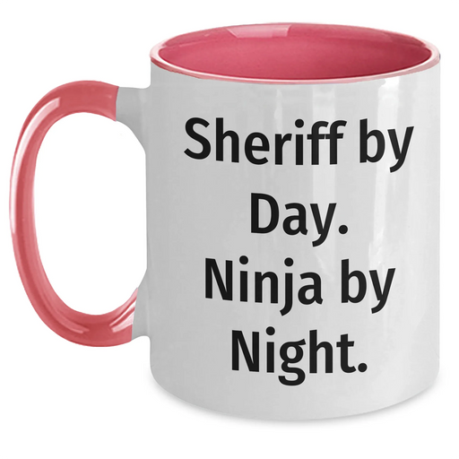 Funny Sheriff Gifts: Sheriff By Day. Ninja By Night. Two Tone Coffee Mug for Men - Father's Day Unique Gifts from Family to Sheriff - Main