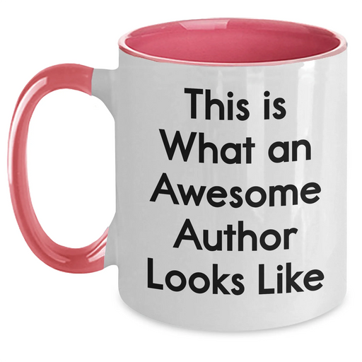 Funny Author Gifts from Friends, 'This Is What An Awesome Author Looks Like' Two Tone Coffee Mug for Him, Dad, or Family Member on Father's Day, 11oz Ceramic Mug with Microwave and Dishwasher Safe - Main