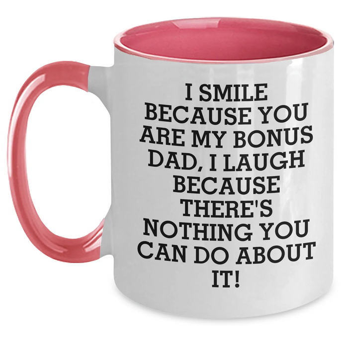 Bonus Dad Gifts, Funny Quote Coffee Mug, Gifts from Men for Bonus Dad, Two Tone Ceramic Mug for Father's Day, Inspirational Humor - Main