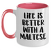 Funny Maltese Dog Gifts for Dad - Life Is Better With A Maltese, Two Tone Coffee Mug, Father's Day Unique Gifts from Family - Main