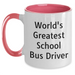 Funny School Bus Driver Gifts from Men to World's Greatest School Bus Driver, Two Tone Coffee Mug for Father's Day - Main