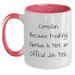 Comedian Gifts, Funny Two Tone Coffee Mug, 'Comedian. Because Freaking' genius Is Not An Official Job Title.' - Gifts from Friends for Comedian Men - Main
