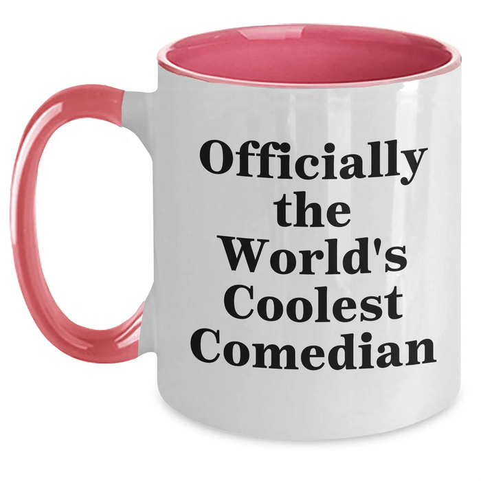 Funny Comedian Gifts - 'Officially The World's Coolest Comedian' Two Tone Coffee Mug, Perfect for Father's Day, Gifts from Men to Comedian Friends - Main