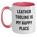 Funny Leather Tooling Gifts from Friends - Two Tone Coffee Mug for Men, Women, Leather Tooling Enthusiasts, and Graduation Unique Gifts - Main