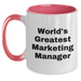 Funny World's Greatest Marketing Manager Gifts for Her, Unique Two Tone Coffee Mug for Marketing Manager, Mother's Day Unique Gifts from Family - Main