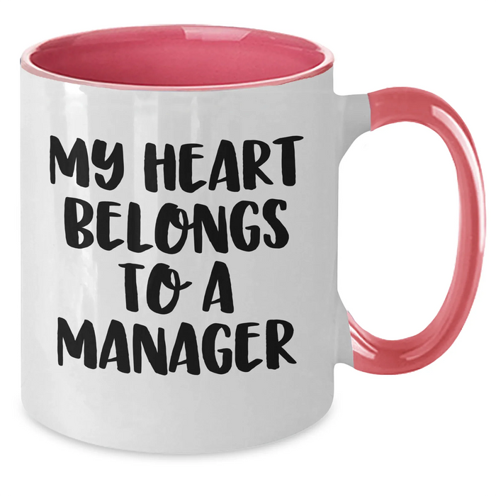 Funny Manager Gifts, My Heart Belongs To A Manager Two Tone Coffee Mugs, Graduation Unique Gifts from Coworkers, Gifts for Manager - Additional