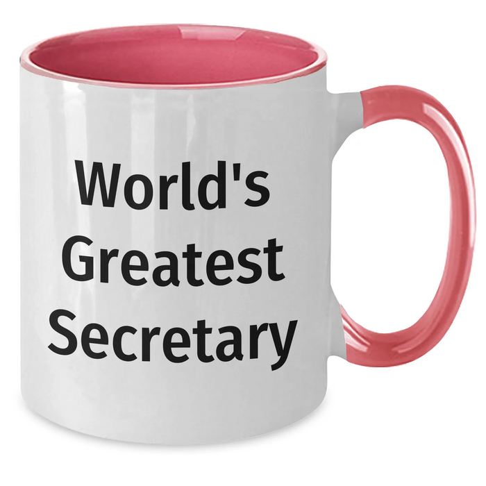 Funny World's Greatest Secretary Gifts from Family to Secretary Two Tone Coffee Mugs for Father's Day - Secretary Humor - Additional