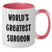 Funny Surgeon Gifts - World's Greatest Surgeon Two Tone Coffee Mug for Mother's Day - Gifts from Men to Women, Friends, and Family - Additional