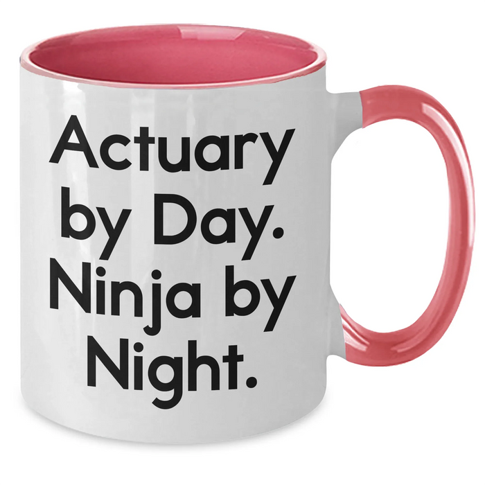 Funny Actuary Gifts from Men, Actuary By Day. Ninja By Night. Two Tone Coffee Mugs for Actuary, Father's Day Unique Gifts - Additional