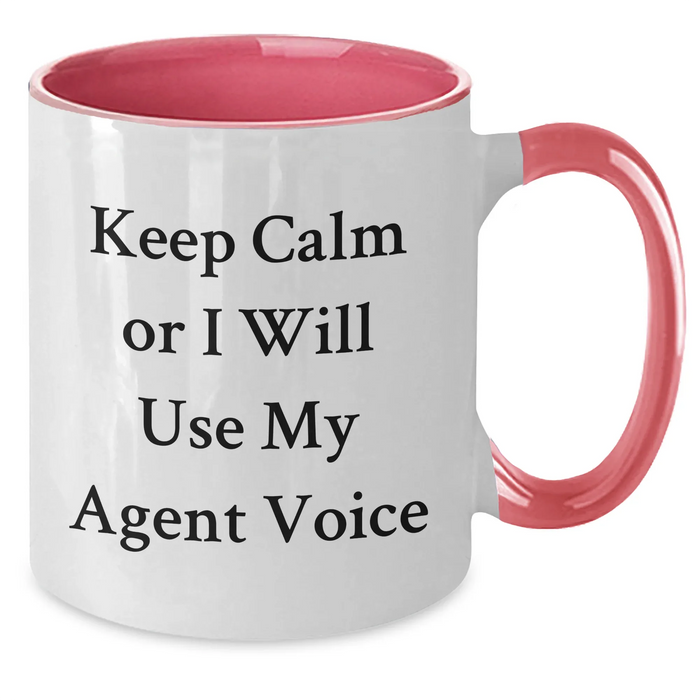 Funny Agent Quotes Gifts from Friends to Agent Two Tone Coffee Mugs for Father's Day, Keep Calm Or I Will Use My Agent Voice - Additional