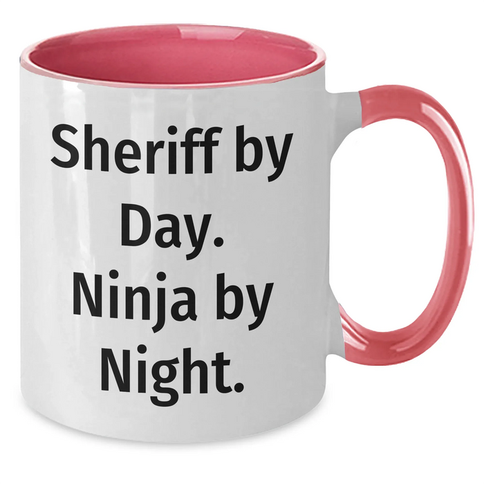 Funny Sheriff Gifts: Sheriff By Day. Ninja By Night. Two Tone Coffee Mug for Men - Father's Day Unique Gifts from Family to Sheriff - Additional