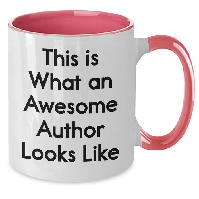 Funny Author Gifts from Friends, 'This Is What An Awesome Author Looks Like' Two Tone Coffee Mug for Him, Dad, or Family Member on Father's Day, 11oz Ceramic Mug with Microwave and Dishwasher Safe - Additional