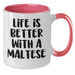 Funny Maltese Dog Gifts for Dad - Life Is Better With A Maltese, Two Tone Coffee Mug, Father's Day Unique Gifts from Family - Additional