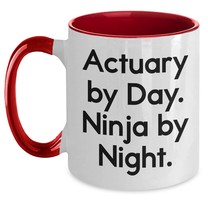 Funny Actuary Gifts from Men, Actuary By Day. Ninja By Night. Two Tone Coffee Mugs for Actuary, Father's Day Unique Gifts - Main