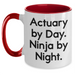 Funny Actuary Gifts from Men, Actuary By Day. Ninja By Night. Two Tone Coffee Mugs for Actuary, Father's Day Unique Gifts - Main
