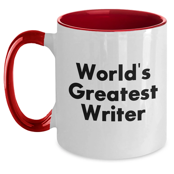 Funny Writer Gifts from Family, Inspirational Two Tone Coffee Mug, 'World's Greatest Writer' Quote, Father's Day Unique Gifts for Men - Main