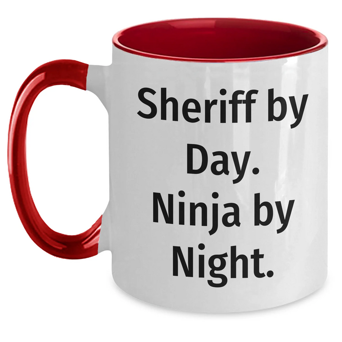 Funny Sheriff Gifts: Sheriff By Day. Ninja By Night. Two Tone Coffee Mug for Men - Father's Day Unique Gifts from Family to Sheriff - Main