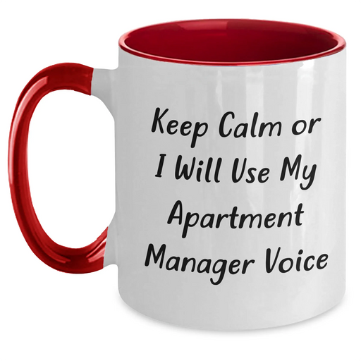 Funny Apartment Manager Mug, Keep Calm Gifts from Friends for Apartment Managers, Unique Father's Day Unique Gifts for Him, Two Tone Coffee Mug - Main