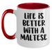 Funny Maltese Dog Gifts for Dad - Life Is Better With A Maltese, Two Tone Coffee Mug, Father's Day Unique Gifts from Family - Main