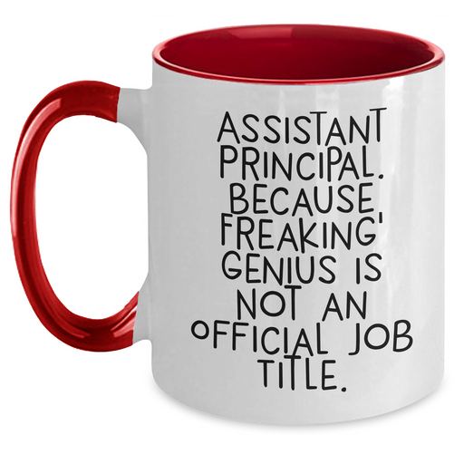 Assistant Principal Humor Gifts - 'Freaking' genius 11oz Two Tone Coffee Mug for Dad, Men, or Coworkers on Father's Day - Main