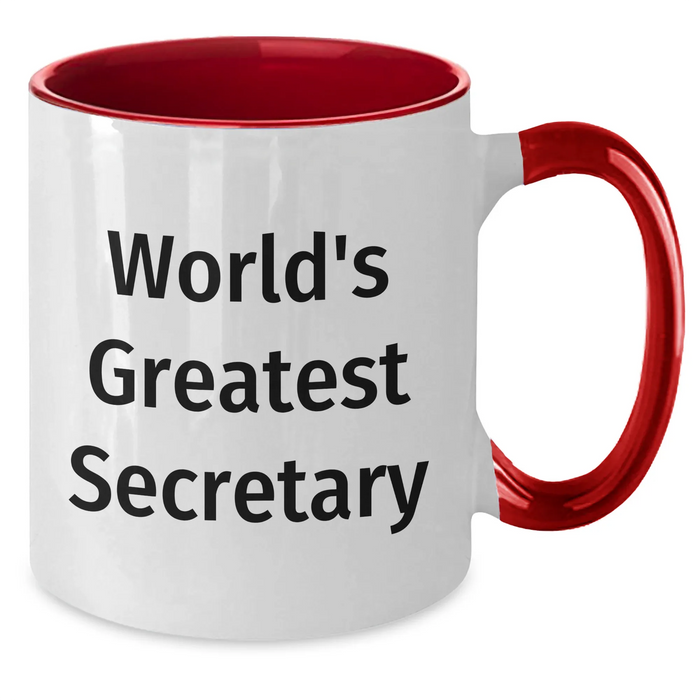 Funny World's Greatest Secretary Gifts from Family to Secretary Two Tone Coffee Mugs for Father's Day - Secretary Humor - Additional