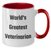 World's Greatest Veterinarian Funny Quote Two Tone Coffee Mug Gifts from Men to Veterinarian Friends, Unique Mother's Day Ideas - Additional