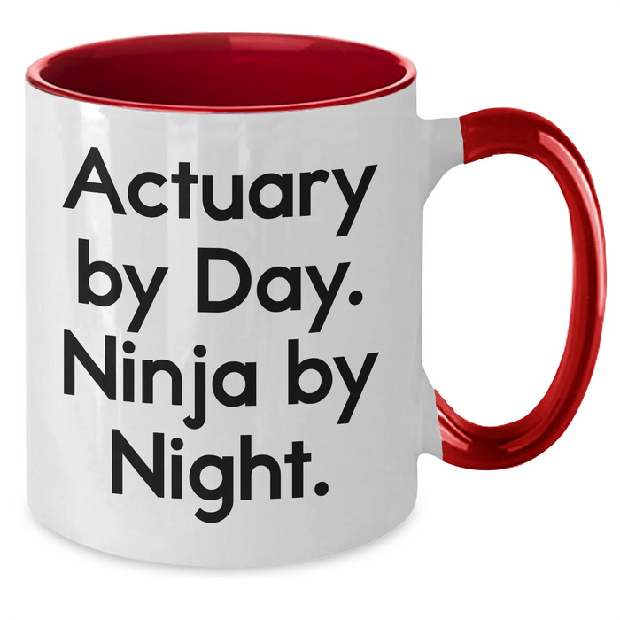 Funny Actuary Gifts from Men, Actuary By Day. Ninja By Night. Two Tone Coffee Mugs for Actuary, Father's Day Unique Gifts - Additional