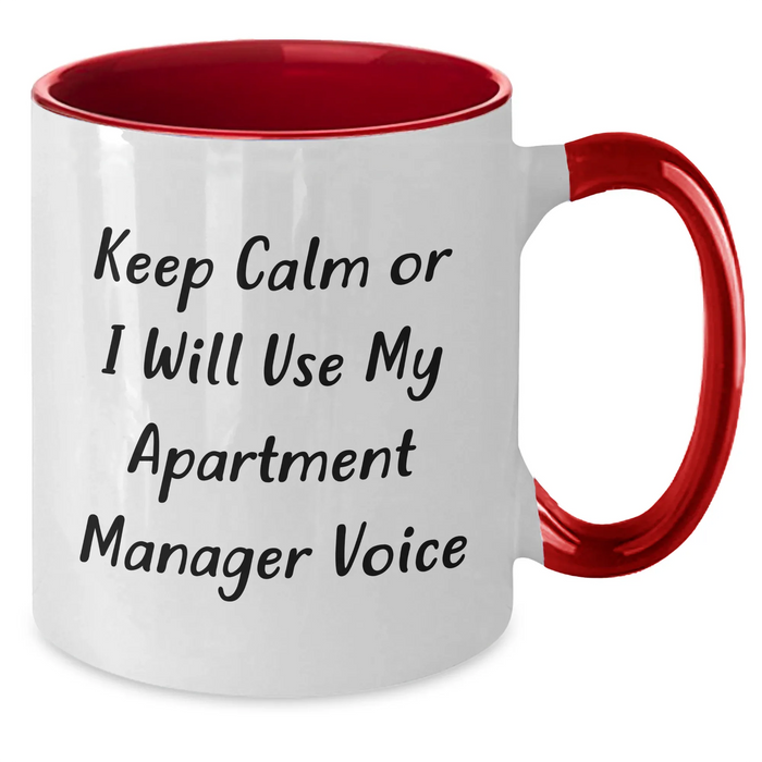 Funny Apartment Manager Mug, Keep Calm Gifts from Friends for Apartment Managers, Unique Father's Day Unique Gifts for Him, Two Tone Coffee Mug - Additional