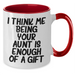 Funny Aunt Gifts - I Think Me Being Your Aunt Is Enough Of A Gift, Two Tone Coffee Mug for Aunt, Gifts from Men, Gifts for Aunt on Mother's Day - Additional