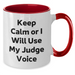 Judge's Wise Words Funny Gift for Him Two Tone Coffee Mug with Keep Calm Or I Will Use My Judge Voice Quote, Gifts from Men to Judge, Unique Father's Day Unique Gift for Judge - Additional