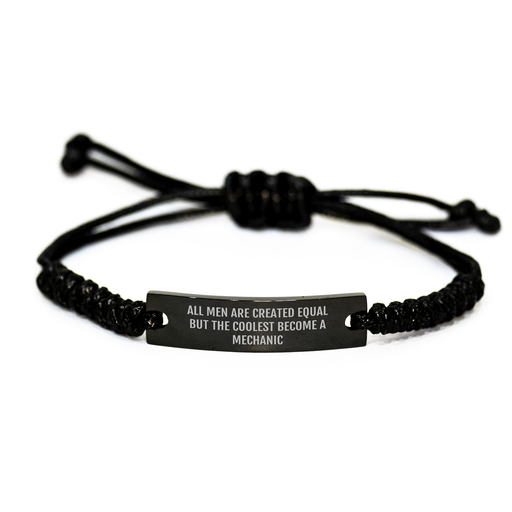Funny Mechanic Gifts Men's Rope Bracelet from Friends on Mother's Day - 'All Men Are Created Equal But The Coolest Become A Mechanic' Quote - Image 1