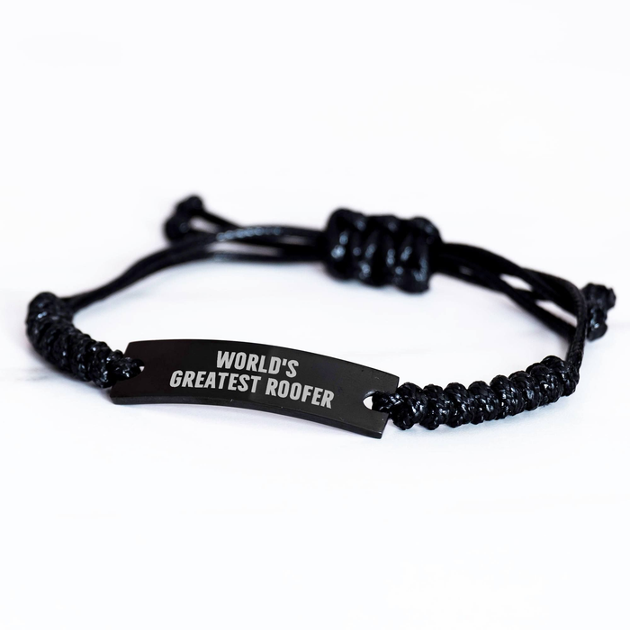 Funny Roofer Gifts, 'World's Greatest Roofer' Rope Bracelet for Mom, Adjustable Black Stainless Steel with Interlaced Rope, Gifts from Men, Gifts for Mom, Mother's Day Unique Gifts - Image 2